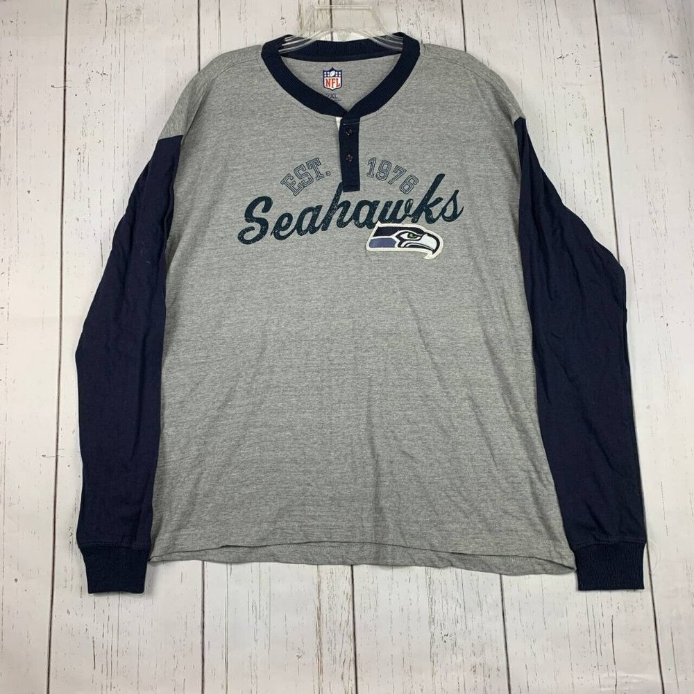 Seattle‎ Seahawks SEA NFL 2XL Gray Long Sleeve Button Up Shirt New Men